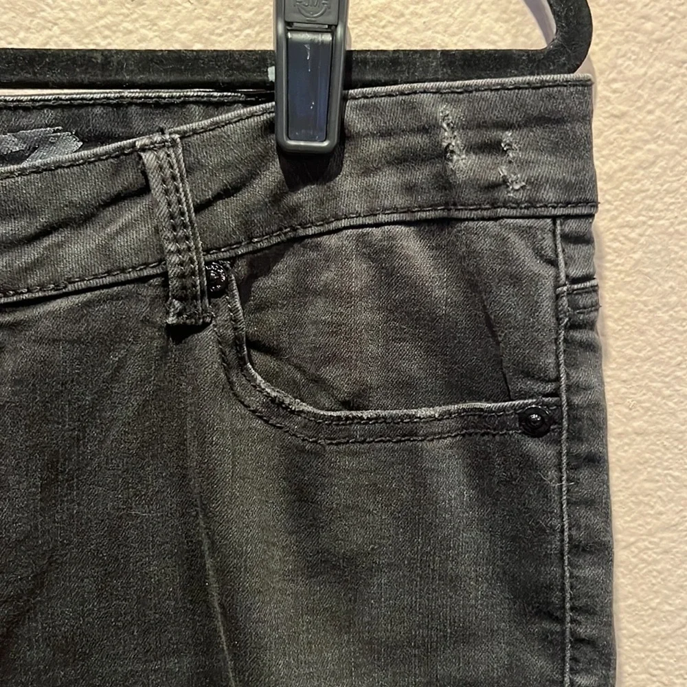 Seven 7 Size 14 Faded Black Distressed Denim Legging Jean